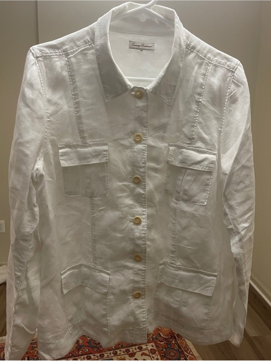 Tommy Bahama Jackets & Blazers - Tommy Bahama Cream Lightweight Button-Front Shirt Jacket